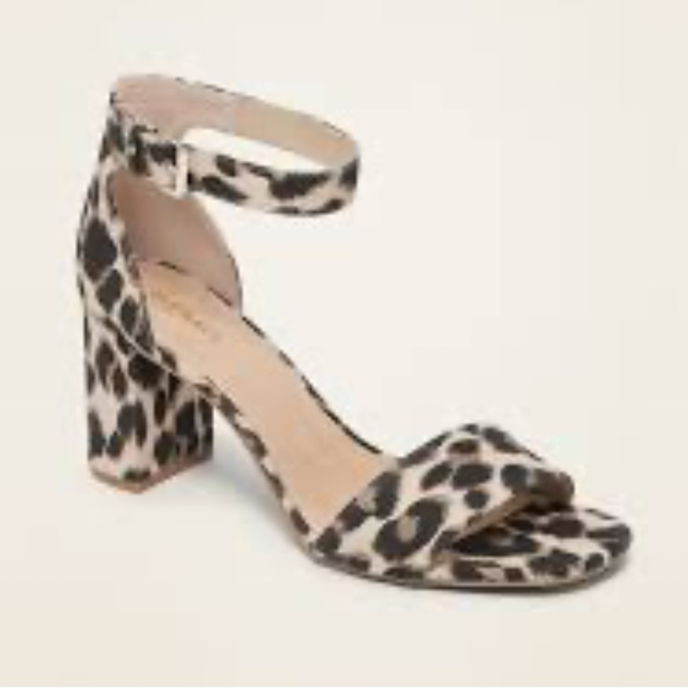 NEW Old Navy Leopard-Print Canvas Block-Heel Sandals